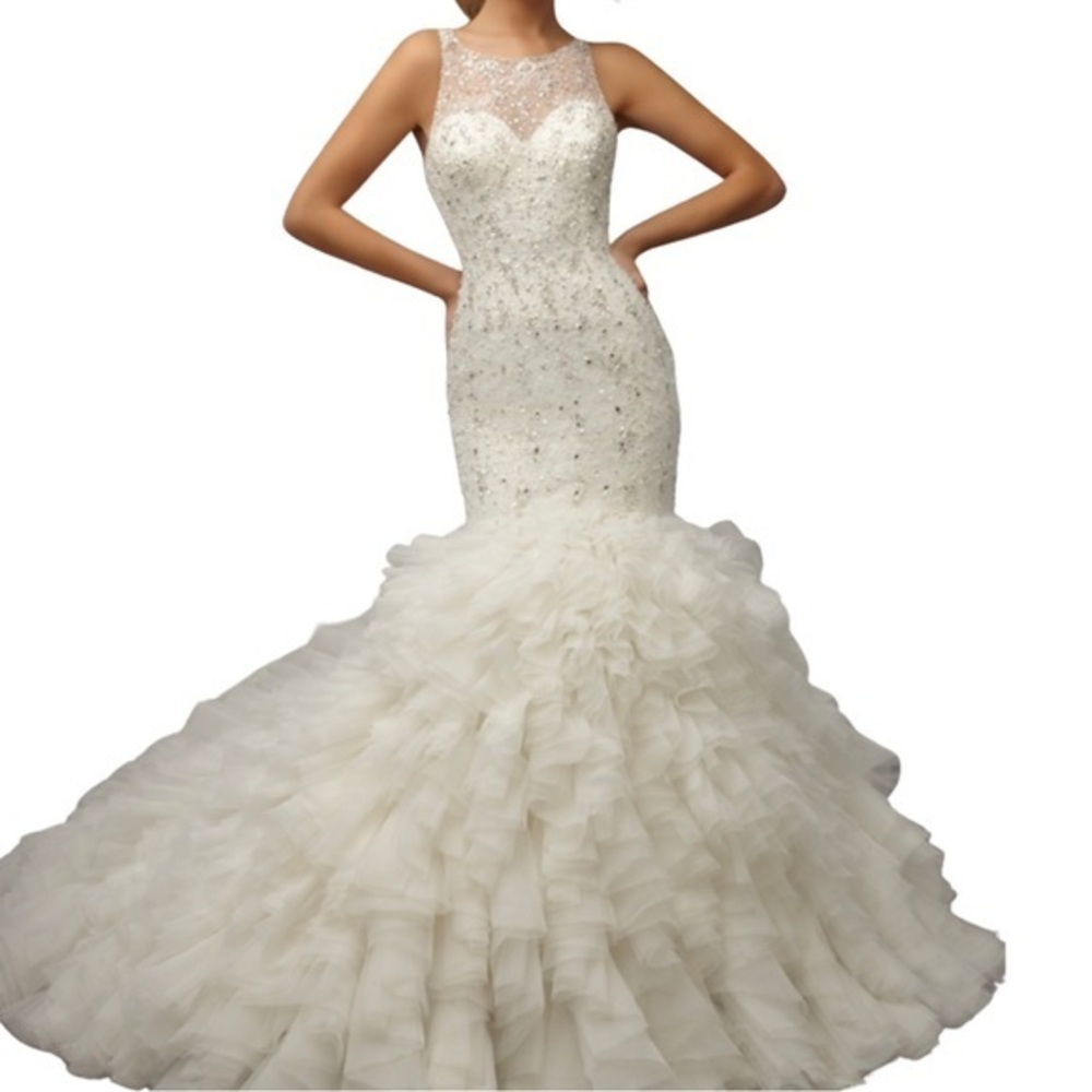 Mori Lee Ivory Beaded Mermaid Wedding Gown